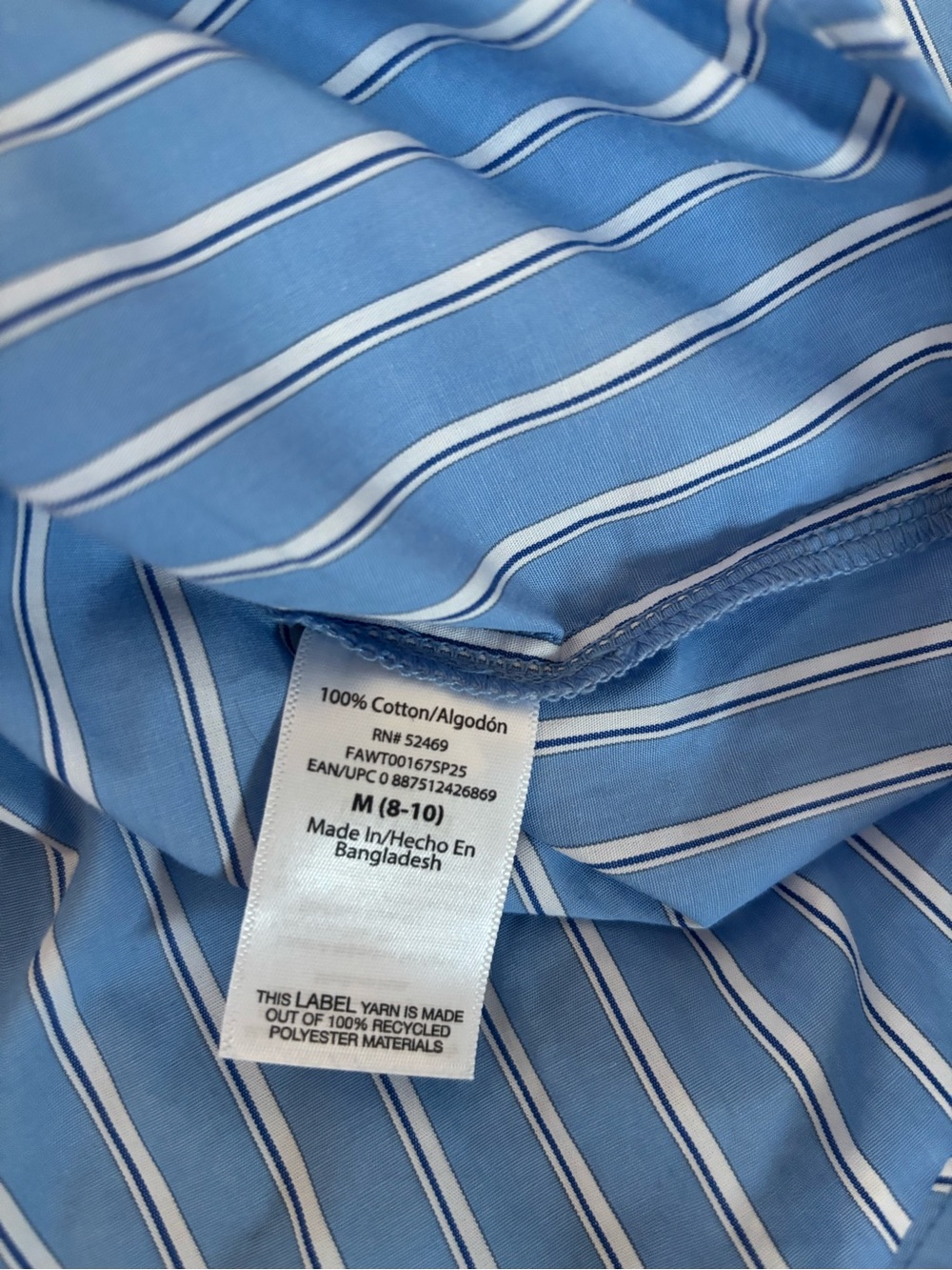 FREE ASSEMBLY Light Blue Striped Ruffle Tie-Neck Blouse Poplin Cotton Top Size M - Picture 6 of 9